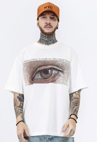 EYE PATTERN LOOSE ROUND NECK T-SHIRT
