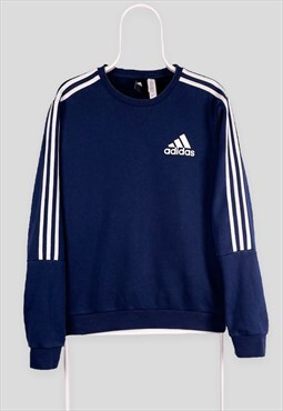 Vintage Adidas Blue Sweatshirt Striped Small