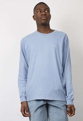 VINTAGE 90'S CHAMPION CREAM LOGO BLUE SWEATSHIRT