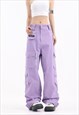 Parachute joggers cargo pocket pants skater trousers purple