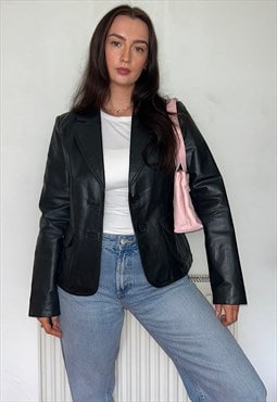 Black Blazer Vintage 90s Leather Jacket