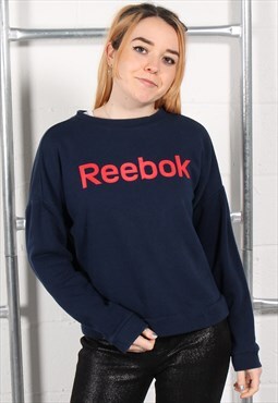 Vintage Reebok Sweatshirt Navy Sports Crewneck Jumper Medium