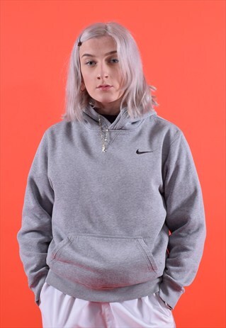 GREY NIKE EMBROIDERED HOODIE