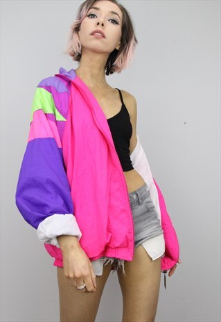 VINTAGE 80S 90S OVERSIZED SHELL SUIT FESTIVAL JACKET