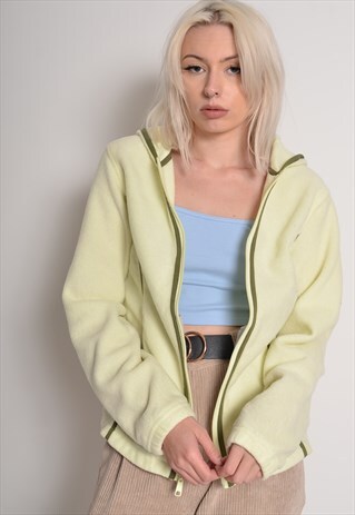 VINTAGE COLUMBIA HOODED FLEECE JACKET YELLOW