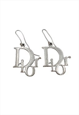 Dior Earrings Silver Logo Monogram Metal Vintage Y2K 