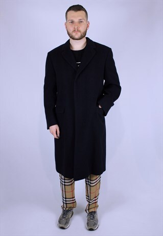 VINTAGE BURBERRY TRENCH BLACK COAT ELEGANT JACKET