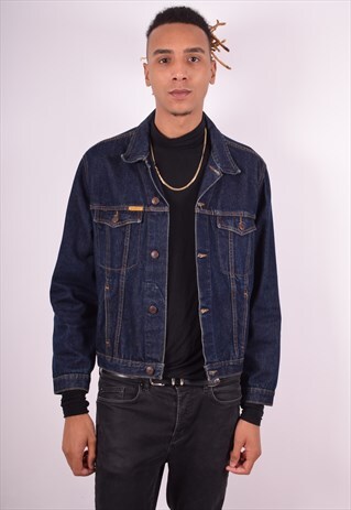 MENS VINTAGE DENIM JACKET LARGE BLUE 90S