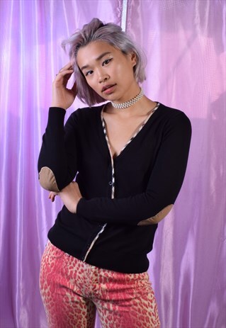 VINTAGE BURBERRY BLACK KNITTED CARDIGAN