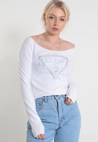VINTAGE GUESS JEANS SLOUCHY FIT TOP 90S WHITE