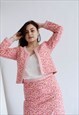 VINTAGE 60S PINK DITSY FLORAL PATTERN BLAZER AND SKIRT SUIT 