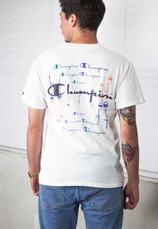 VINTAGE CHAMPION T-SHIRT LOGO 90S L 6.6