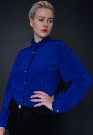 VINTAGE 80S ROYAL BLUE NEW ROMANTIC BLOUSE