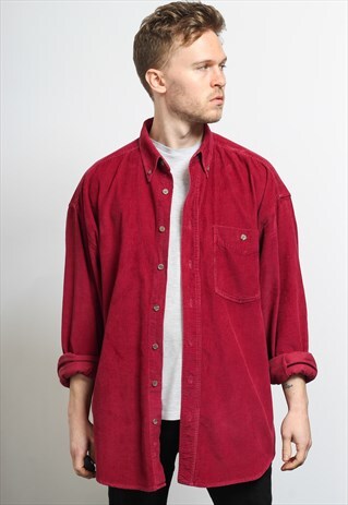 VINTAGE CORDUROY CORD SHIRT RED