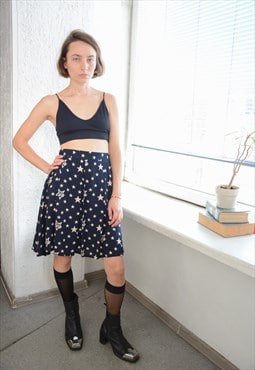 Vintage 80's Blue Star Print Mini Skirt