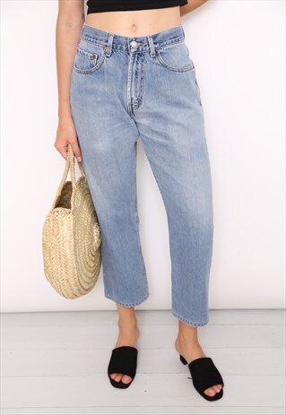 VINTAGE LEVI'S 505 BLUE CROPPED MOM JEANS