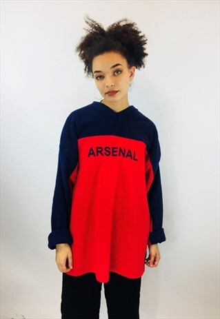 VINTAGE 90S ARSENAL EMBROIDERED TEDDY BEAR FLEECE SWEATSHIRT