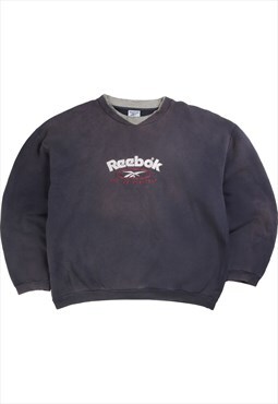 Vintage  Reebok Sweatshirt Spellout Premium Heavyweight Navy