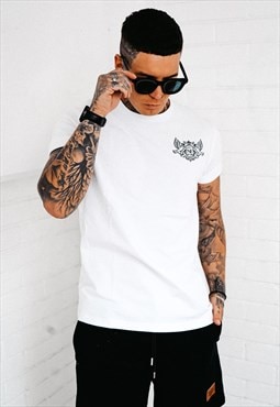 Signature Tee - Ivory and Black Crest