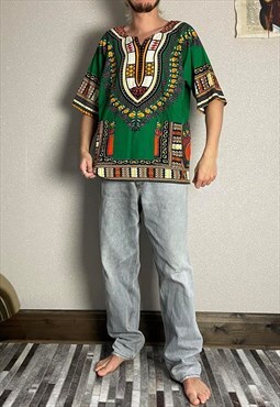 Vintage Y2K It Girl African Print Formal Shirt