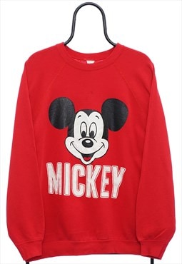 Vintage 90s Mickey Mouse Graphic Red Sweatshirt Womens