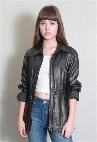 VINTAGE 1980'S BLACK LEATHER JACKET