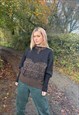 VINTAGE KNITTED ABSTRACT PATTERN BALLOON SLEEVE WOOL JUMPER