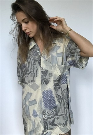 PATTERNED OVERSIZED RETRO VINTAGE UNISEX FESTIVAL SHIRT. ALL