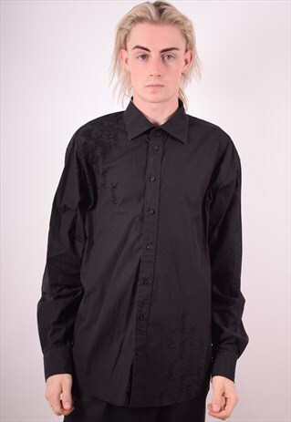 YVES SAINT LAURENT MENS VINTAGE SHIRT XL BLACK 90S