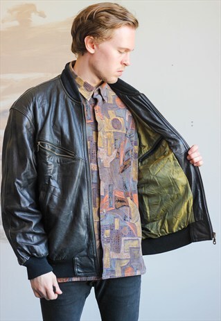 VINTAGE OVERSIZED LEATHER BOMBER JACKET
