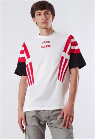 VINTAGE ADIDAS SUISSE SWITZERLAND TEE 90S WHITE