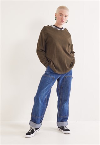 VINTAGE RALPH LAUREN LONG SLEEVE TOP KHAKI GREEN