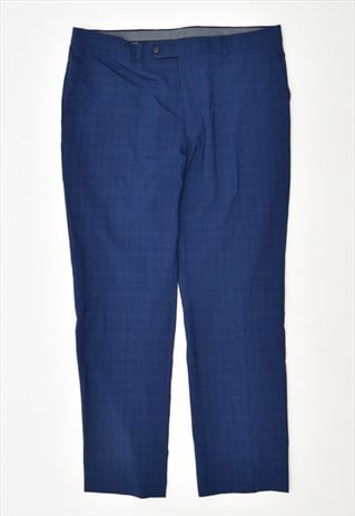 VINTAGE TOMMY HILFIGER TROUSERS SLIM SUIT CHECK BLUE