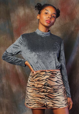 CHARCOAL GREY VELVET TURTLENECK ONESIE