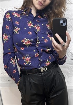 70s Floral Shirt / Blouse - XS