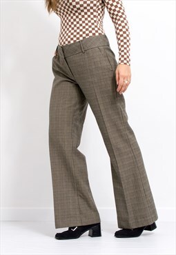 Vintage bell bottom pants in plaid pattern trouser
