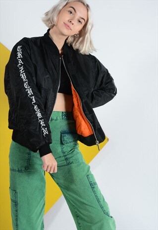 VINTAGE MA1 BOMBER JACKET IN BLACK