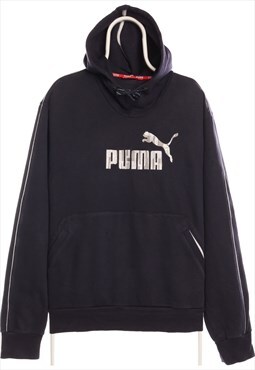 Vintage 90's Puma Hoodie Embroidered Spellout Essential Navy