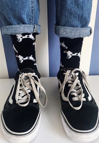 COLOURFUL FUNNY SOCKS WITH JACK RUSSELL DOG