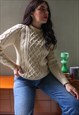 Vintage 70s Aran Knit Jumper in Cream