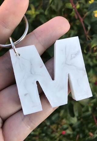 MARBLE KEYRING, MARBLE GIFT, INITIAL KEYRING, PERSONALISED