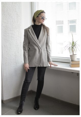 VINTAGE 90'S GREY LONG SLEEVES WOOL JACKET