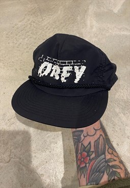 Vintage 90s Obey Brick Black Hat Cap