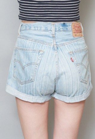 VINTAGE 1990'S LEVI'S LIGHT WASH BLUE FOLDED DENIM SHORTS