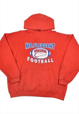 Vintage Pleasant Viking Football Hoodie Sweatshirt Red Large