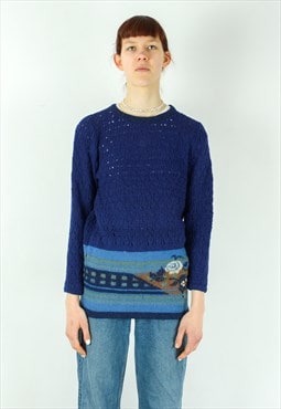 Handmade Wool Sweater Pullover Jumper Knitted Winter Warm