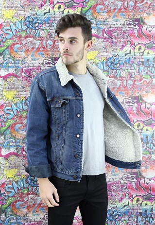 WRANGLER 80S SHERPA FLEECE LINED VINTAGE DENIM JACKET.