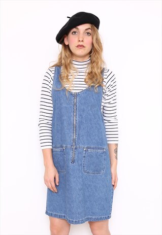 VINTAGE 90S DENIM PINAFORE DRESS