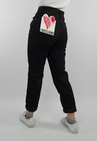 VINTAGE MOSCHINO BLACK HIGH WAISTED TROUSERS DEADSTOCK TAGS