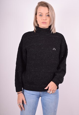 KAPPA WOMENS VINTAGE JUMPER SWEATER LARGE BLACK 90'S